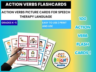 Action Verbs Flashcards | 100 Action Verb Picture Cards for Speech Therapy ESL