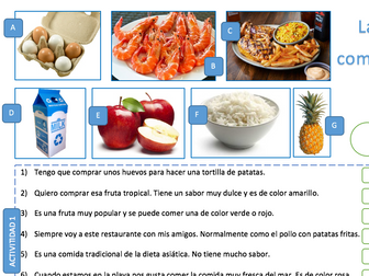 FREE LA COMIDA // FOOD - SPANISH GCSE WORKSHEET - EXAM STYLE QUESTIONS