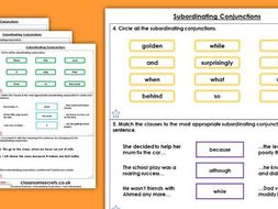 Subordinating conjunctions worksheets grade 4 picture