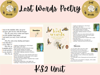 Poetry Lost Words Unit