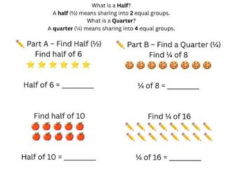 Fractions of a Group Worksheets | Halves, Quarters & Eighths