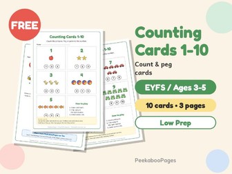 FREE Counting Cards 1–10 – Count & Peg Clip Cards – EYFS Maths / Nursery / Reception