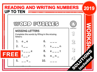 Reading and Writing Numbers - Up To Ten (Worksheets with Solutions)