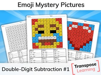 Emoji Double Digit Subtraction Mystery Pictures (Pt 1)