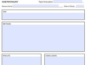 AQA GSCE Psychology - Research Template