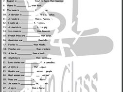 Comparative Adjectives 1 Page BW Worksheet