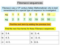Fibonacci sequences | Teaching Resources