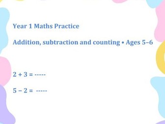 Year 1 Maths Worksheets | Addition, Subtraction and Counting | Ages 5–6.
