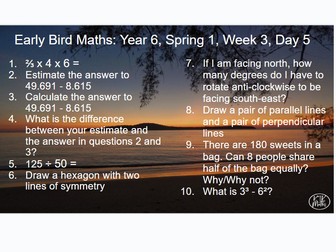 Year 6 Early Bird Maths, Spring 1 Week 3