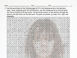 Feelings-Emotions Word Maze