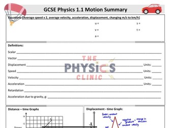 GCSE Motion Revision Super Summary