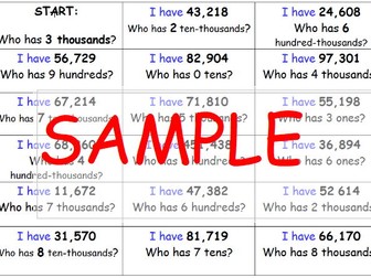 Place Value follow me loop cards KS2