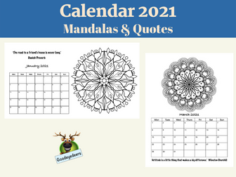 Calendar 2021 - Mandalas and Quotes