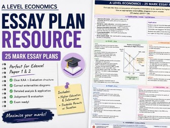 A* A Level Economics Essay Plan – Positive Externalities 25 Marker
