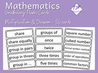 56 Multiplication and Division Vocabulary Cards