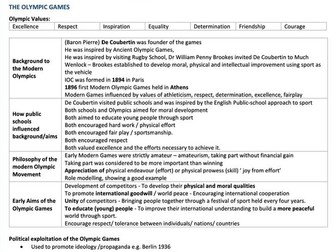 Sport and Society Revision notes and Questions