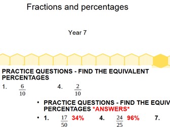 Fractions and percentages (Year 7)