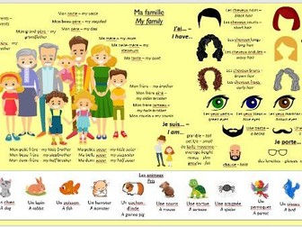 My family knowledge organiser/learning mat/word mat