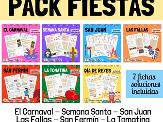 Pack fiestas Spanish festivals and traditions worksheets with answers