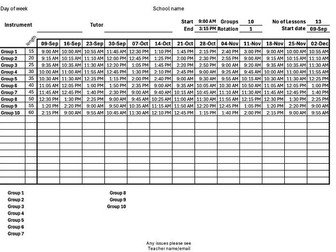 Rotating Peripatetic Music Timetable