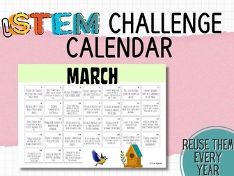 STEM Challenge Calendar – March | Daily STEM Activities for Primary & ESL