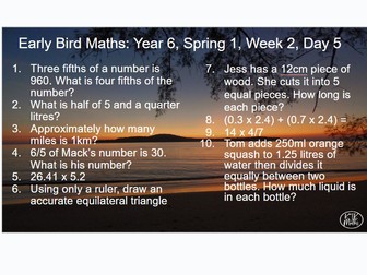 Year 6 Early Bird Maths, Spring 1 Week 2
