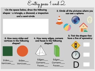 Geometry and Measurements unit - Shapes and Measurements - Entry and Exit Pass Year 2