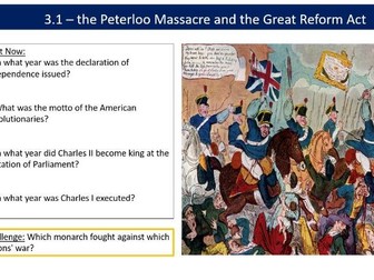 Power and the People AQA GCSE Lesson 8 - Peterloo Massacre and Great Reform Act