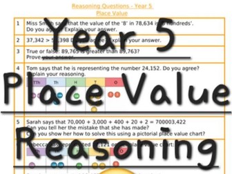 Year 5 Maths - Reasoning Questions 'Place Value'