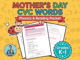 Mother's Day CVC Words Phonics & Reading Packet | ELA Grades K-1