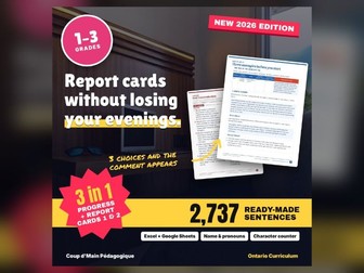 Ontario Report Card Comments Generator Grades 1-3 | Bank + Learning Skills