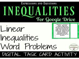 Linear Inequalities Digital Task Card Activity