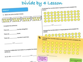 Year 3 Multiplication and Division - Divide by 4 Lesson