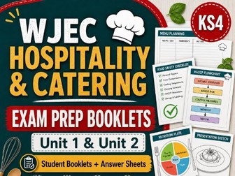 Hospitality and Catering Exam Prep Booklets | Unit 1 and Unit 2 | Student Booklets and Answer Sheets