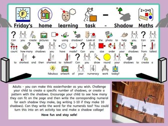 SEN Home learning tasks symbolised. Autism