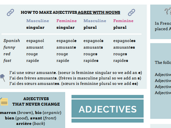 GCSE French revision adjectives