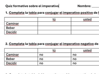 Quiz sobre el imperativo en español - Spanish imperative quiz