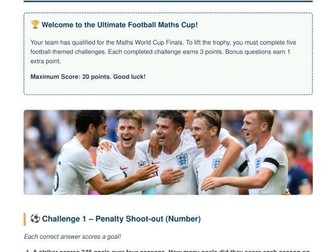KS2 Maths Football resource. Number, Shape, Fractions end of term task