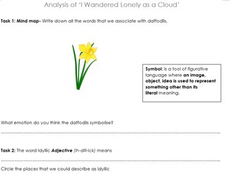 I Wandered Lonely as a Cloud- Worksheet