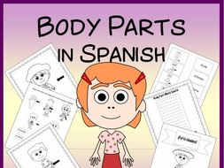 Spanish Body Parts Vocabulary Sheets, Worksheets & Matching Game