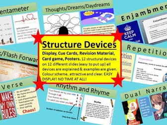 STRUCTURE DEVICES for cue cards, revision, display-12 PPts English gcse aqa writing
