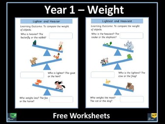 Weight Year 1 Free Worksheets