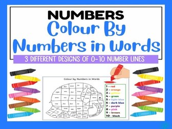 Elephant colour by numbers in words