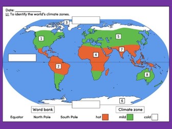 Identifying the world's climate zones - KS1/KS2