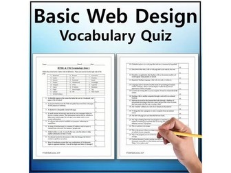 Basic Web Design Vocab Quiz - Editable - Computer Sciences