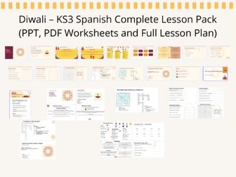 Diwali KS3 Spanish Complete Lesson Pack PPT, PDF Worksheets, Lesson Plan
