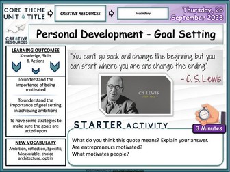 Personal Development - Goal Setting  - PSHE