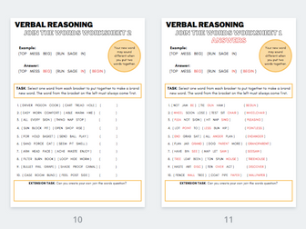 Verbal Reasoning  11+ Exam Preparation Worksheets
