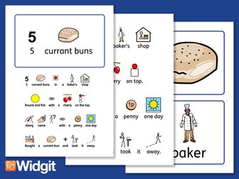 Five Currant Buns - Nursery Rhyme Board with Widgit Symbols