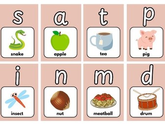 Phonics picture and word flashcards - Phase 2, 3 and 5 (Pastel)